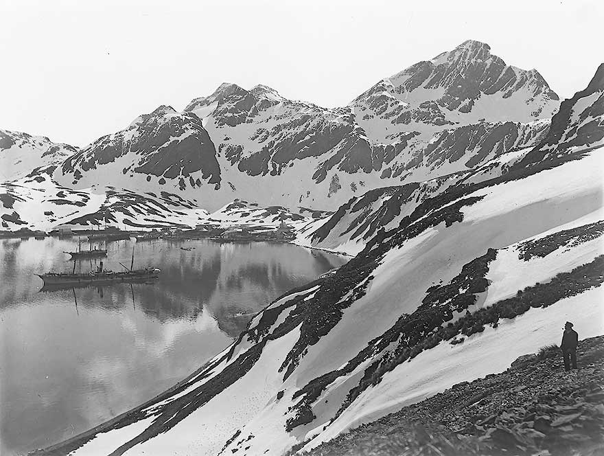 Ernest Shackleton with dog on board the Endurance
