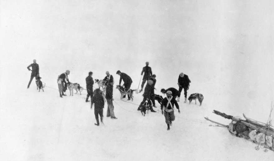 Men from the Aurora set forth with dogs and skis